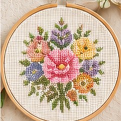 Bouquet of cross stitch flowers